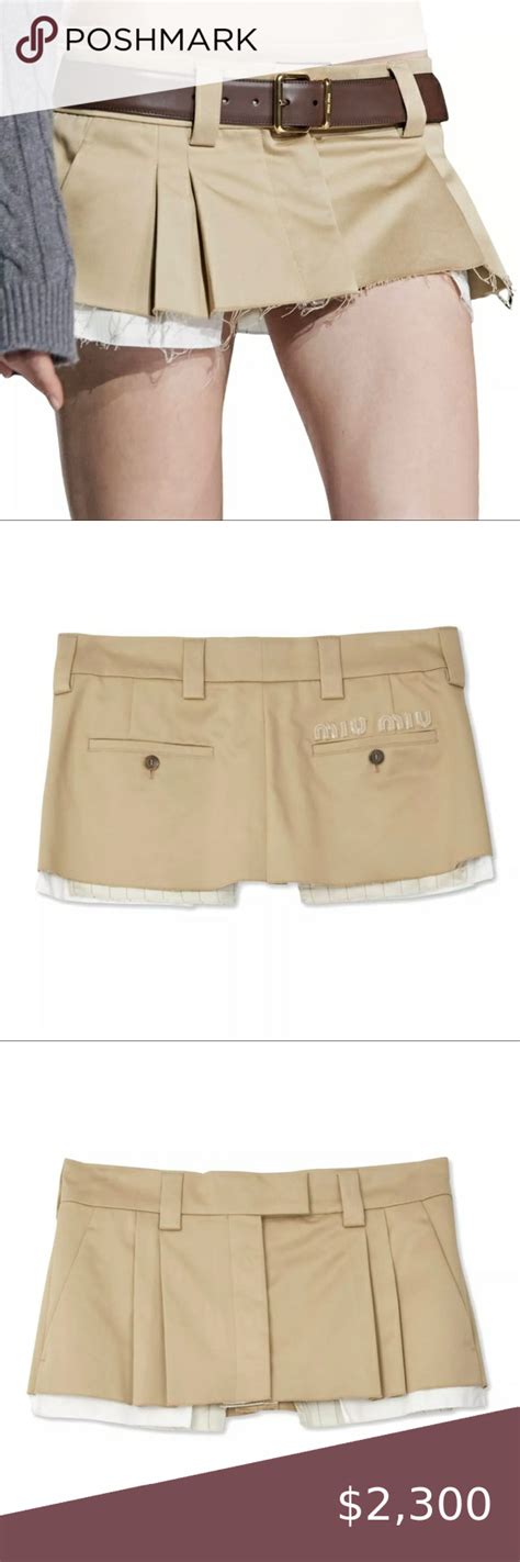 miu miu beige skirt|miuccia prada skirts.